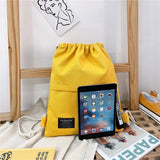 Women Canvas Backpack Drawstring Bag Teenager Girl Rucksack
