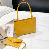 Vintage Crocodile Tote Bag Large Capacity Underarm Bag