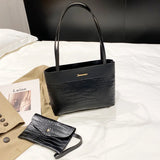 Vintage Crocodile Tote Bag Large Capacity Underarm Bag