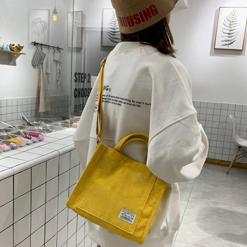 Corduroy Single Shoulder Bag Solid Buckle Messenger Bag for Women