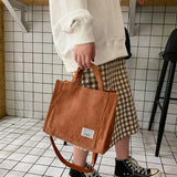 Corduroy Single Shoulder Bag Solid Buckle Messenger Bag for Women