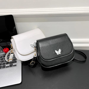 Stylish Butterfly Shoulder Bag Flap Magnetic Buckle PU Leather Crossbody Bag