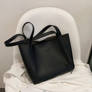 Large Capacity Messenger Handbag 2-piece set Ladies Bucket PU Shoulder Bag