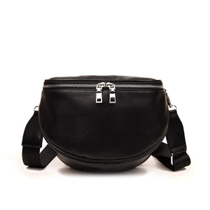 One Shoulder PU Bag Patchwork Zippers Solid Unisex Soft