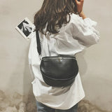 One Shoulder PU Bag Patchwork Zippers Solid Unisex Soft
