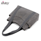 Large Capacity Canvas Tote Bag Retro Art Shoulder Bag Solid Color