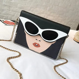3D Beauty Glasses Pattern Chain Shoulder Bag