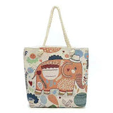 Ethnic Style Embroidered Linen Shoulder Bag with Thick Rope Strap