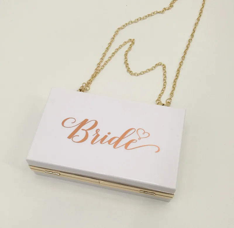 Sisbigdey Rose Bride Handbag Wedding Bridal Acrylic Crossbody Bag