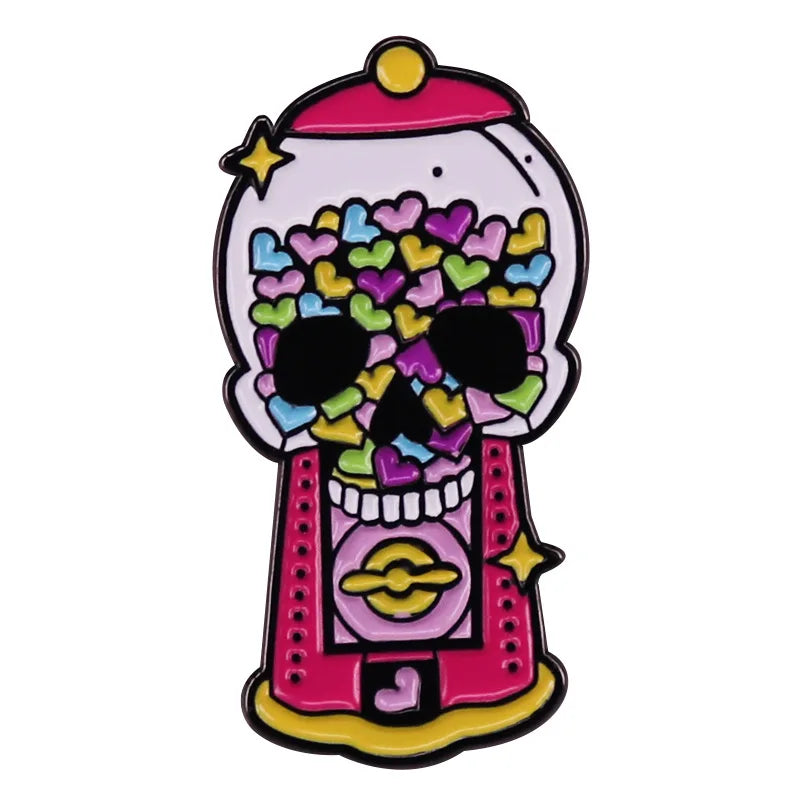 Skeleton Enamel Pin Punk Skull Gothic Halloween Brooch Lapel Pins