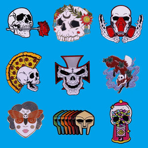 Skeleton Enamel Pin Punk Skull Gothic Halloween Brooch Lapel Pins