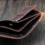 Skull Biker Leather Wallet with Pants Chain