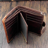 Skull Biker Leather Wallet with Pants Chain