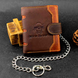 Skull Biker Leather Wallet with Pants Chain