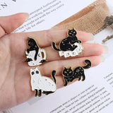 Skull Cat Pin Halloween Wizard Hat Brooch Enamel Lapel Pins