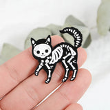 Skull Cat Pin Halloween Wizard Hat Brooch Enamel Lapel Pins