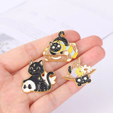 Skull Cat Pin Halloween Wizard Hat Brooch Enamel Lapel Pins