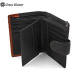 Skull Man ID Card/Money Clip Biker Leather Wallet with Chain