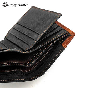 Skull Man ID Card/Money Clip Biker Leather Wallet with Chain