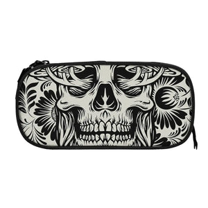 Skull Mushrooms Gray & Goth Pen Box Student School Anime Zipper Pen Bag