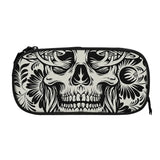 Skull Mushrooms Gray & Goth Pen Box Student School Anime Zipper Pen Bag