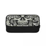 Skull Mushrooms Gray & Goth Pen Box Student School Anime Zipper Pen Bag