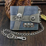 Skull Punk Biker Casual Hasp Wallet Purse with Chain