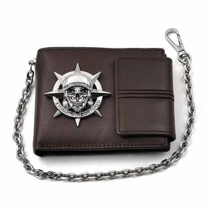 Skull Biker Chain Purse Men's Leather Wallet
