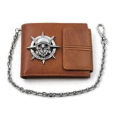 Skull Biker Chain Purse Men's Leather Wallet