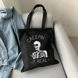 Skull Bag Harajuku Print Canvas Gothic Shopper Shoulder Bag