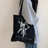 Skull Bag Harajuku Print Canvas Gothic Shopper Shoulder Bag