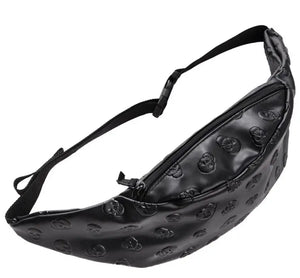 Skull Leather Belt Bag Waist Pack for Women with Molle Pouch
