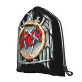 Slayer Silver Eagle Metal Band Drawstring Backpack Eco Friendly