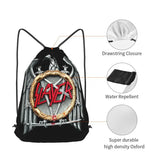 Slayer Silver Eagle Metal Band Drawstring Backpack Eco Friendly