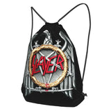 Slayer Silver Eagle Metal Band Drawstring Backpack Eco Friendly