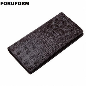 Crocodile Leather Long Wallet Men Thin Purse Soft Male Clutch Money Bag
