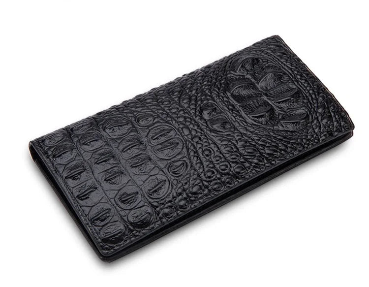Crocodile Leather Long Wallet Men Thin Purse Soft Male Clutch Money Bag