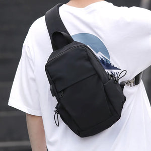 Sling Backpack USB Charging Port Anti-Theft Men's Chest Bag