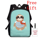 Sloth Pattern School Bag for Girls Orthopedic Kids Backpack
