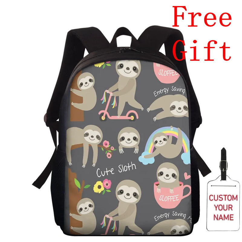 Sloth Pattern School Bag for Girls Orthopedic Kids Backpack