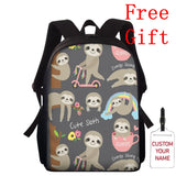 Sloth Pattern School Bag for Girls Orthopedic Kids Backpack