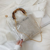 Slub Handle Clear Bag Women Summer Travel Handbag