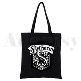 Slytherin Reusable Shopping Bag Canvas Tote Eco Bag Cartoon Shopper