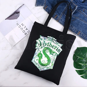 Slytherin Reusable Shopping Bag Canvas Tote Eco Bag Cartoon Shopper
