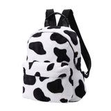 Small Animal Cow Pattern School Bags Soft Plush Winter Fluffy Shoulder Bags