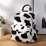 Small Animal Cow Pattern School Bags Soft Plush Winter Fluffy Shoulder Bags