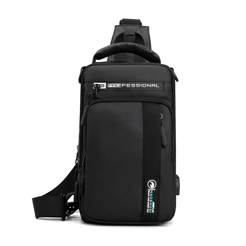 Men's Small Backpack Chest Pack with USB Charging Port