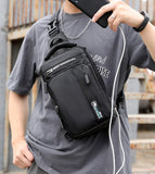 Men's Small Backpack Chest Pack with USB Charging Port