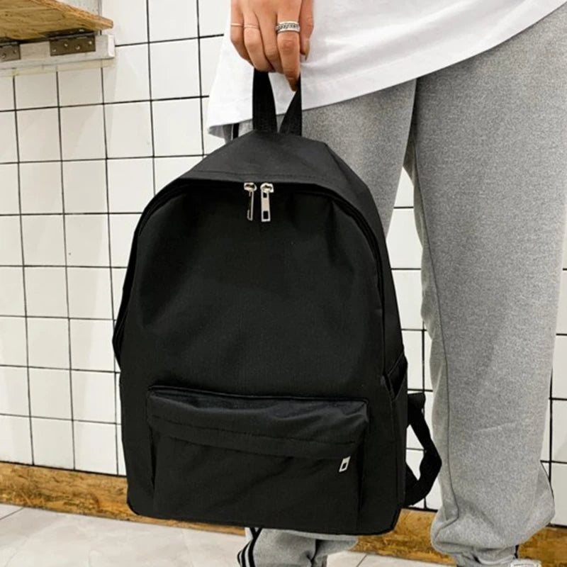 Nylon Women Backpack School Teenagers Bookbag Solid Travel Street