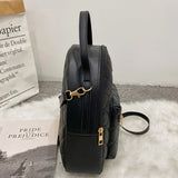 Small Women's Backpack Diamond Grids PU Leather Bag